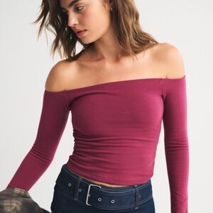 Abercrombie & Fitch Bra Free Off the Shoulder Long Sleeve Top